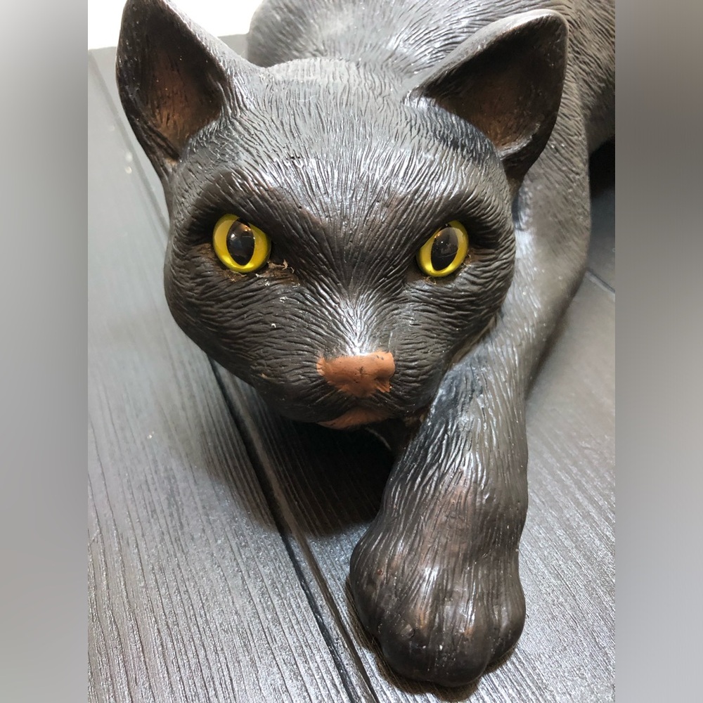 VINTAGE CHALK BLACK STALKING CAT UNIVERSAL STATUARY 1989 USA 912 - Picture 9 of 10